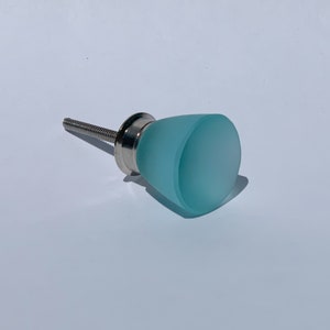 Frosted Turquoise Beach Glass Knob - Glass Dresser Drawer Pull Knob, Cabinet Knob, Blue Sea Glass Knob, Dresser Knob, Coastal