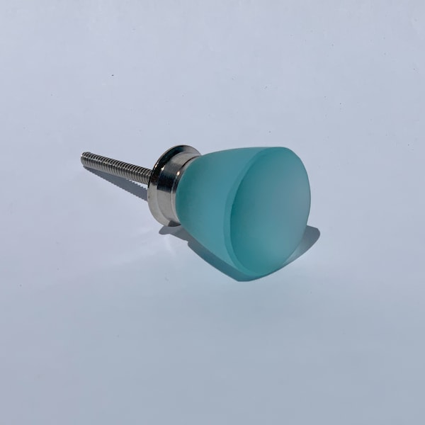 Frosted Turquoise Beach Glass Knob - Glass Dresser Drawer Pull Knob, Cabinet Knob, Blue Sea Glass Knob, Dresser Knob, Coastal