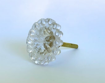 Glass Moon Drop Knob -  Clear Glass Knob, Cabinet Pull, Cupboard Knob, Vintage Drawer Hardware