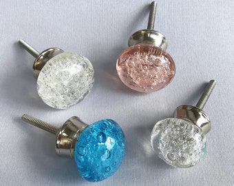 Handmade Glass Bubble Knob - Unique Cabinet Drawer Pull