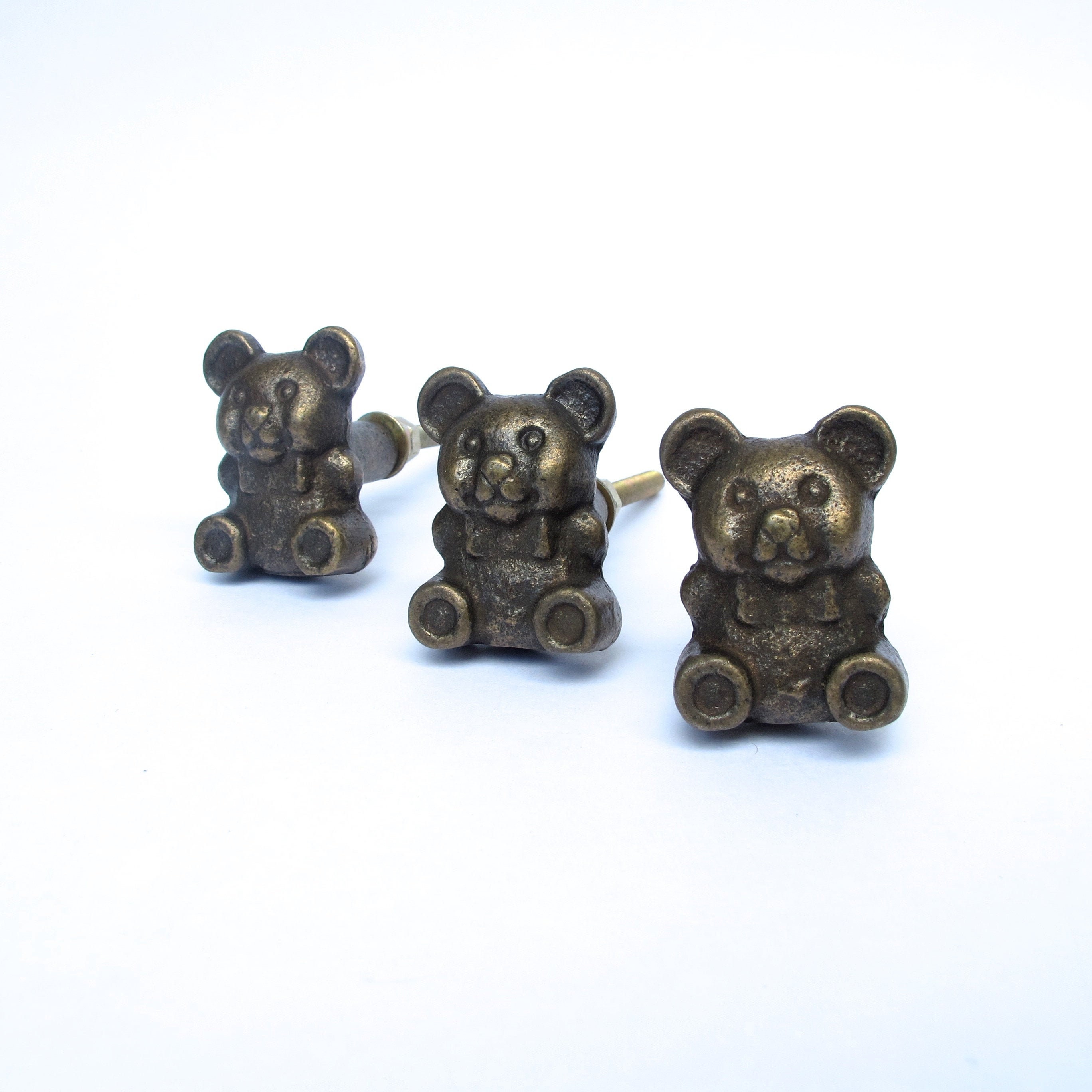 Small Bronze Teddy Bear Knob Cast Iron Knobs and Pulls Etsy