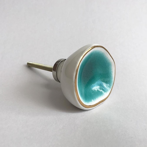 Sea Glass Knob Turquoise Unique Cabinet Pulls Beautiful Etsy