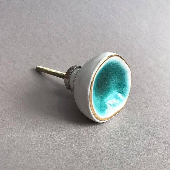 Sea Glass Knob Turquoise Unique Cabinet Pulls Beautiful Etsy