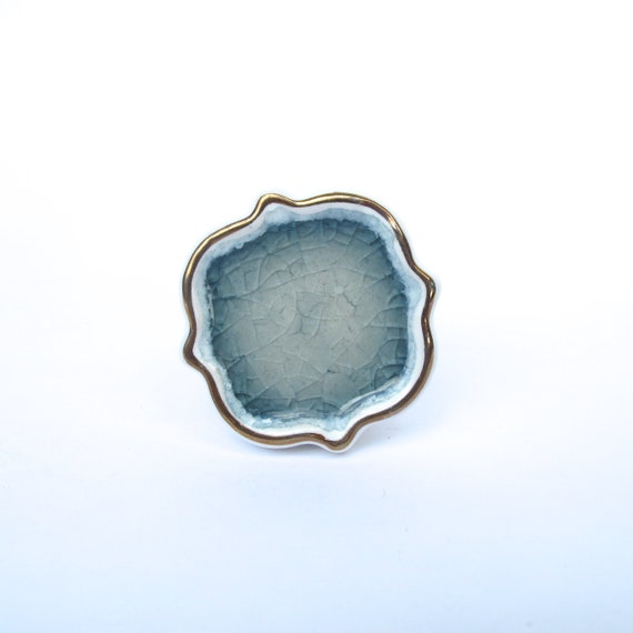 Sea Glass Cushion Knob Gray Unique Cabinet Pulls Etsy