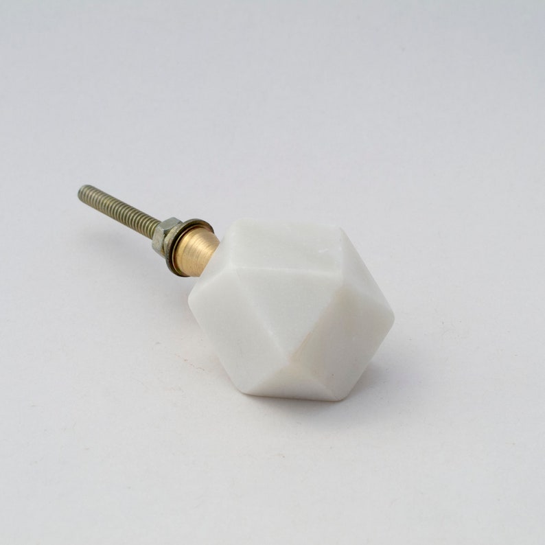 Decorative Geometric Quartz Knob White Stone Drawer Pulls Drawer Knobs