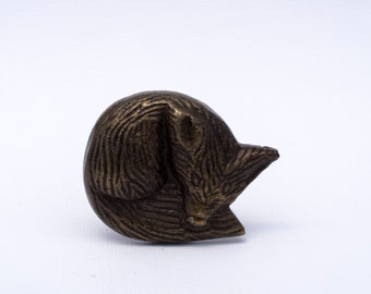Fox Knob Cute Cabinet Pull kids Drawer Knob, Beautiful Bronze Metal brass Animal Knobs and Pulls Forest Critter