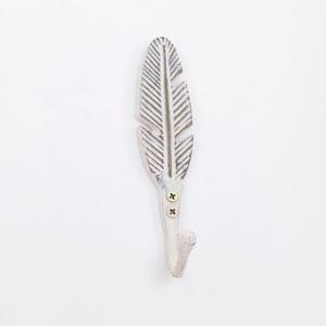 Boho Feather Hook White - Wall Mount | Coat Hook Wall Mount  |  Boho Hook