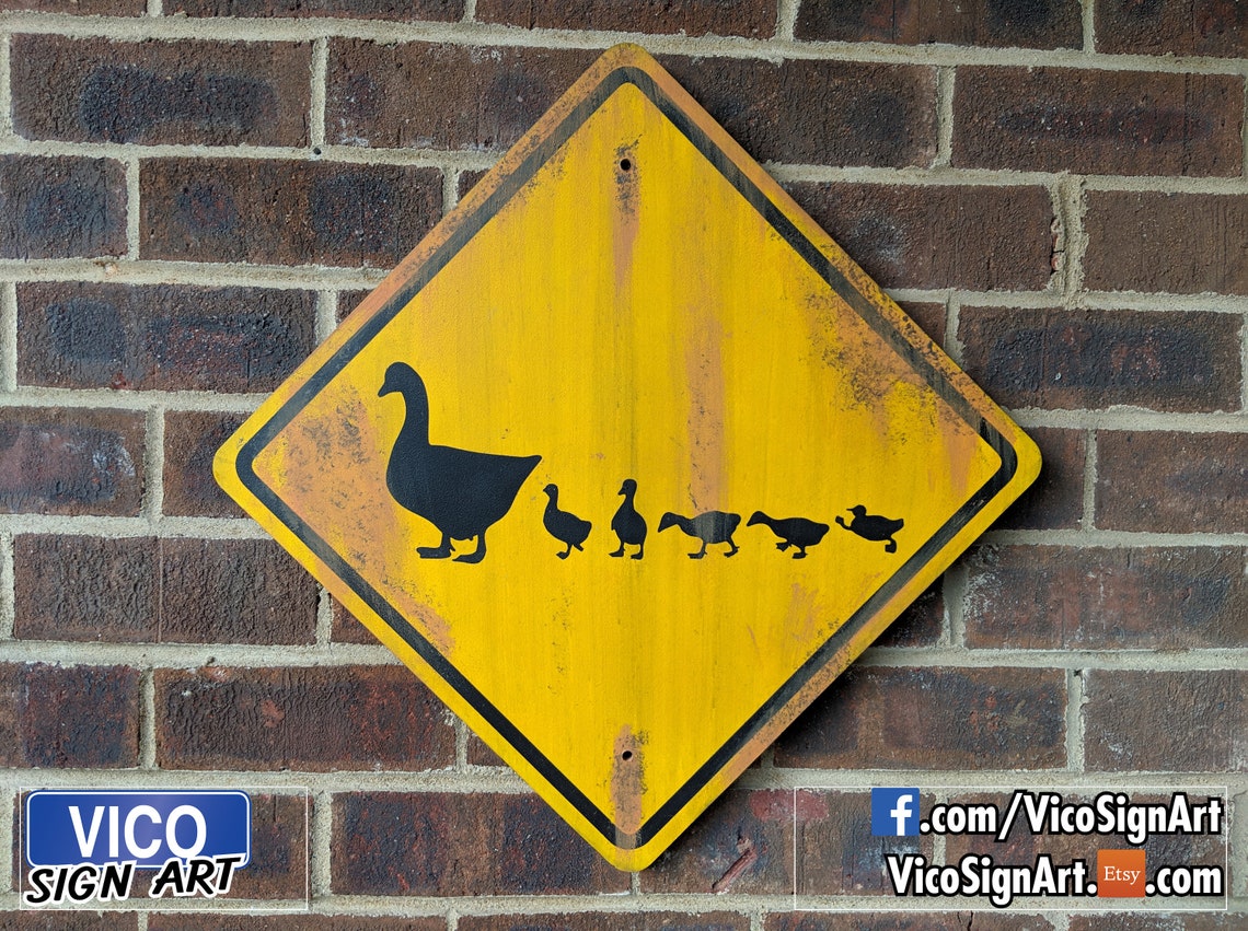 Duck Crossing Recreated Road Sign Art | Etsy