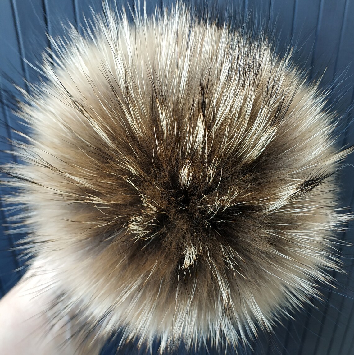 7 Fur Raccoon Pom pom Huge Fur Pom Pom Real Fur Pompom Etsy