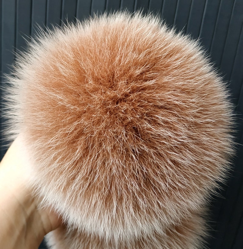 7Beige Fox Fur Pom Poms Pompom Fox Fur Pom Pom for Beanies Large Fur Pompom Real Fur Pom Pom Beige Fox Pompom for Hat Christmas Fur Gifts