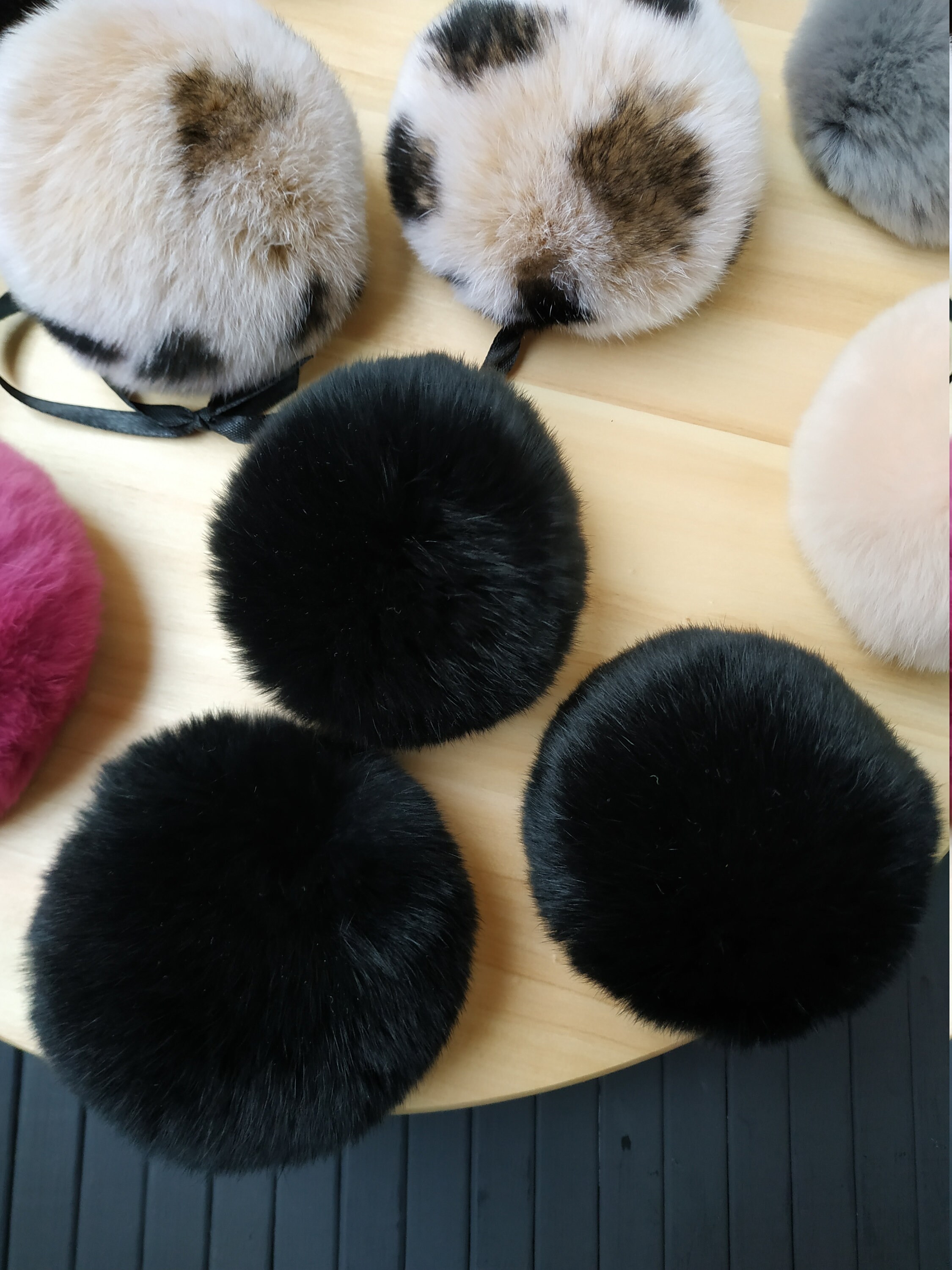 Rabbit fur pom pom Genuine fur pom pom fur Large pom pom Etsy