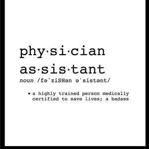 Physician Assistant Printable Definition, Medical Office or Wall Decor, Professional/Graduation Gift, Minimalist Digital Art image 1