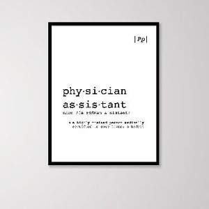 Physician Assistant Printable Definition, Medical Office or Wall Decor, Professional/Graduation Gift, Minimalist Digital Art image 3