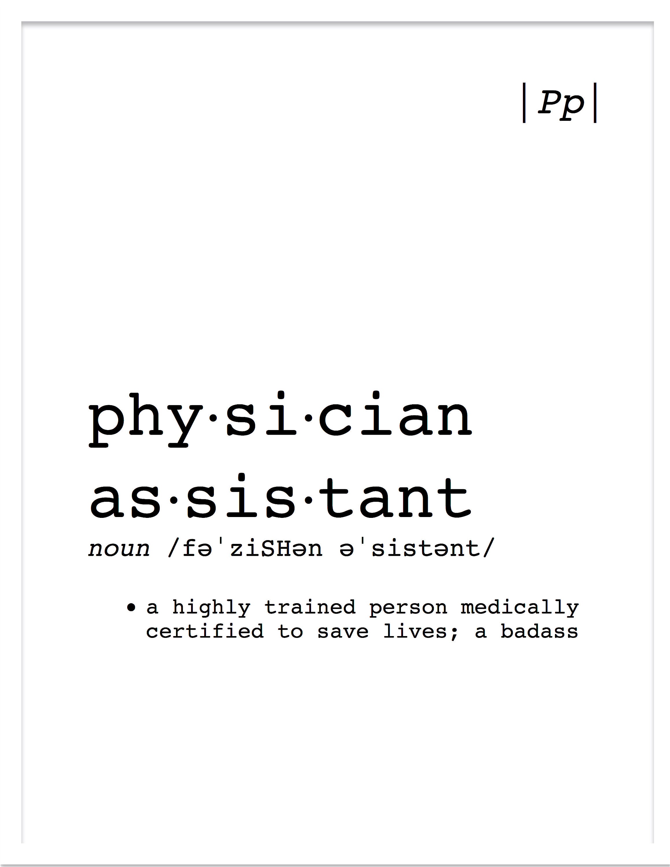 Physician Assistant Printable Definition, Medical Office or Wall Decor, Professional/graduation