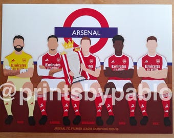 Arsenal F.C. Premier League Champions 2025/26 Print - Raya / Saliba / Gabriel / Odegaard / Saka  / Rice / Gyökeres