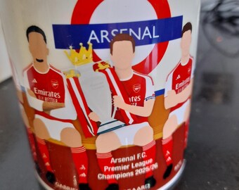 Arsenal F.C. Premier League Champions 2025/26 Mug - Raya / Saliba / Gabriel / Odegaard / Saka  / Rice / Gyökeres