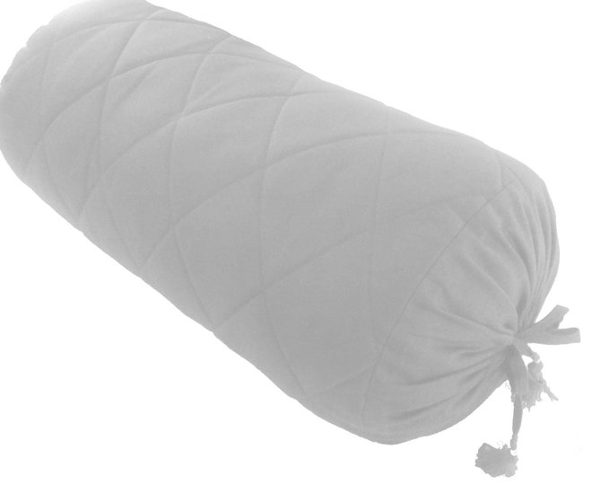 Quilted White Pillowcase Long Round Cylindrical Cushion Cover for Yoga Leg Rest Meditation or For Massage Cover Cotton Solid 10 Diameter