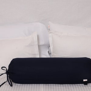 Funda de almohada redonda decorativa de algodón liso, color negro, de 15 cm de diámetro.