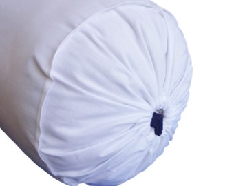 White Bolster Pillowcase Long Round Cylindrical Cushion Cover for Yoga ,Leg Rest , Meditation ,Cotton Solid 10" Diameter