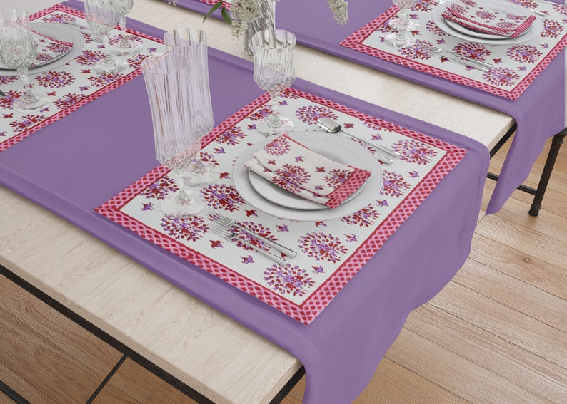 Placemats And Napkins Set of 4 Cotton Solid Color Pink Etsy