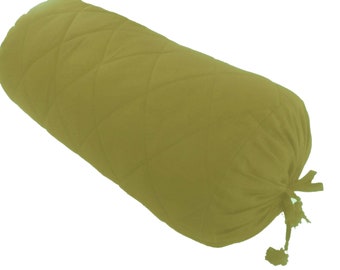 Beige Bolster Pillowcase Quilted -Cotton Neck Roll  Solid 6" Diameter