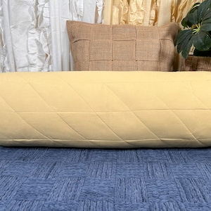 Beige Quilted Bolster Cover- Long Round Cylindrical Cushion Cover for Yoga ,Leg Rest or for Meditation- Cotton Solid 3&quot; 4&quot; 6&quot; 8&quot; 10&quot; size