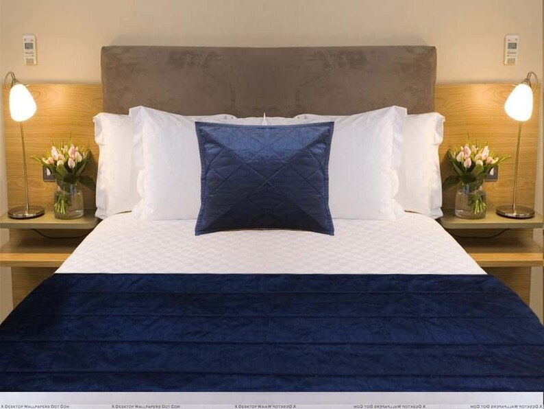 Navy Blue Bed Runner Quilted Polyester With Coordinated Etsy