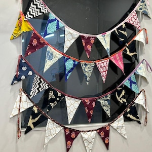 4M / 13Ft Triangle Bunting Banner, 32 Pcs Cotton Fabric Flags Pennant Garlands—Birthday Party Wedding Baby Shower Outdoor Home Decorations