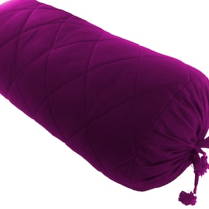 Funda de almohada con refuerzo morado - Funda de cojín larga con rollo para el cuello - Algodón acolchado sólido de 6&quot; de diámetro