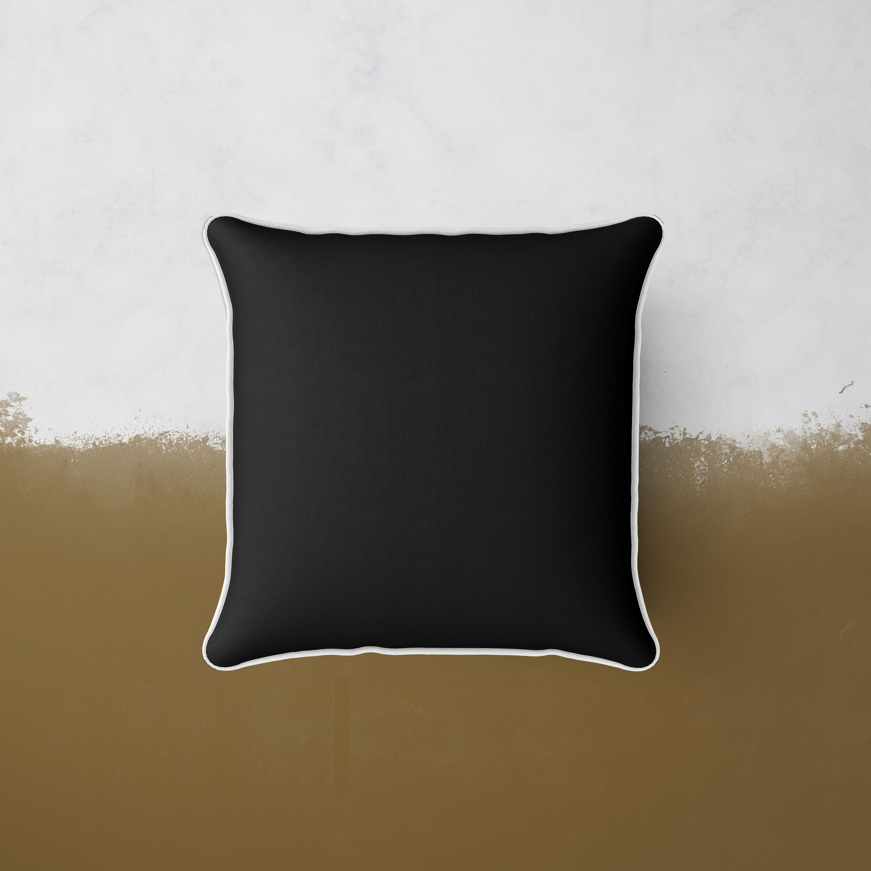 Black Decorative Cushion Cover Cotton With White Piping Solid Etsy
