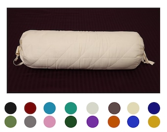 Long Bolster Pillowcase Quilted Cotton Neck Roll Cushion Cover  Solid 6" Diameter