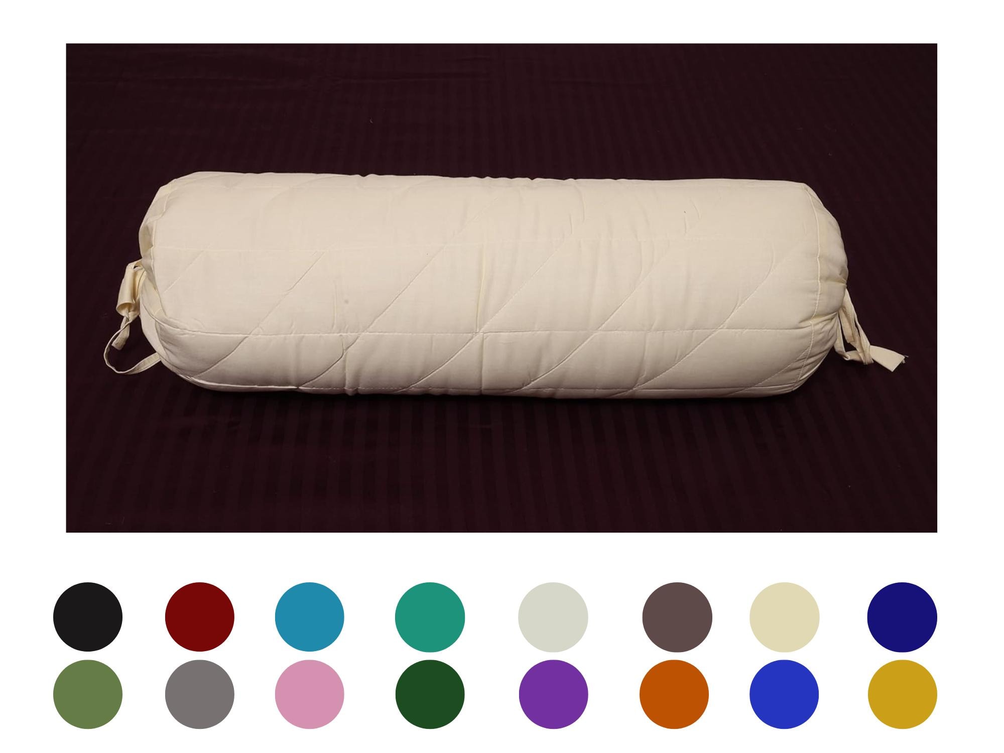 Funda de almohada larga acolchada de algodón para el cuello, funda de cojín lisa de 15 cm de diámetro