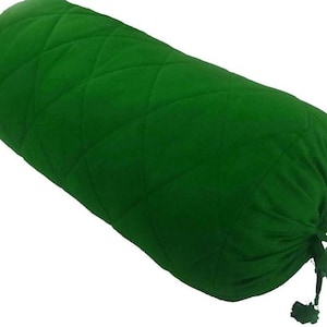 Green Bolster Pillowcase -Neck Roll Long Cushion Cover -Quilted Cotton Solid 6&quot; Diameter