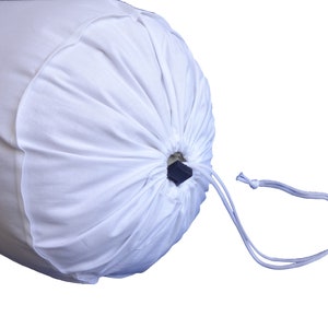 White Bolster Pillowcase Decorative Long Round Yoga Cushion Cover Cotton Solid 8&quot; Diameter