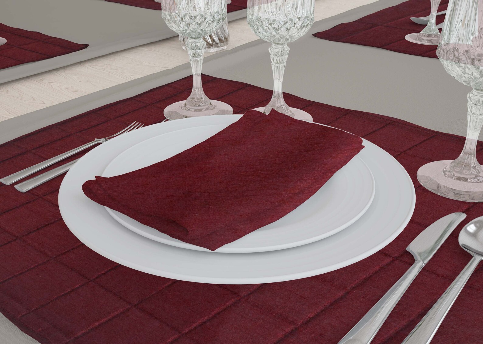Placemats And Napkins Set of 4 Burgundy Quilted Polyester Etsy