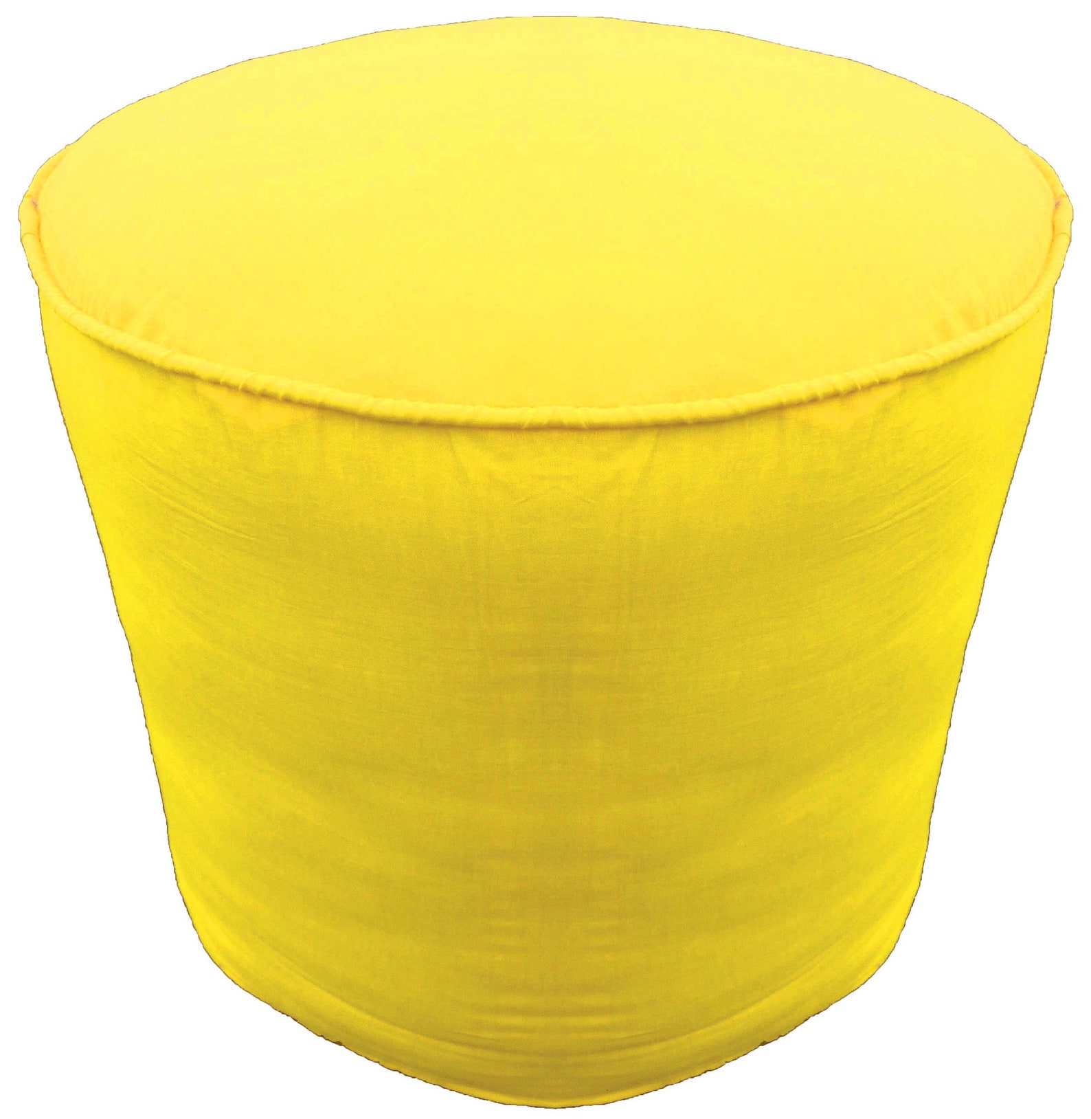 Round Pouf Cover With Piping Cotton Removable Ottoman Etsy