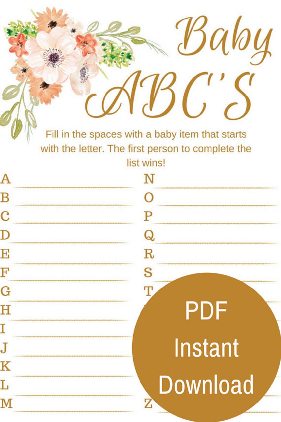 Floral Baby Shower Games Package Baby Shower Activities 5 Etsy