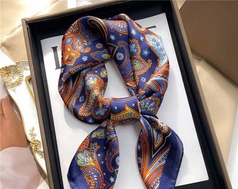 Square Paisley Style Bandanas Silky Satin Scarf, Hair/Head/Neck Scarf 70x70