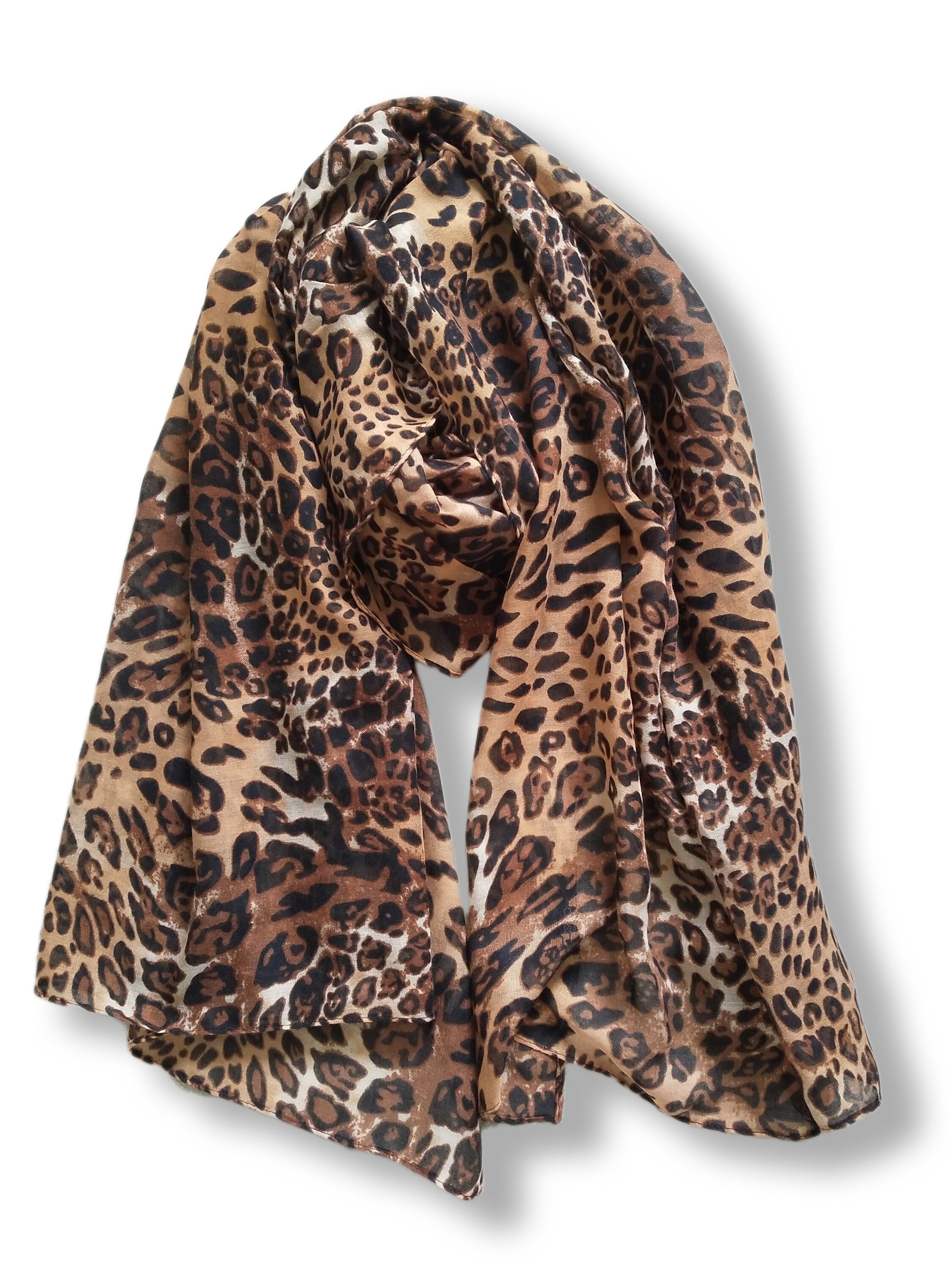 Fashion classic Brown Leopard Print Scarf, large size chiffon scarf,  ($21) ❤ liked on Polyvore