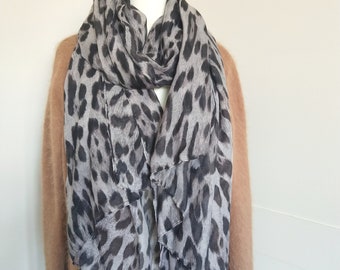 Large Sheer Matte Grey Black Leopard Animal Print Viscose Silk - Etsy Large Sheer Matte Grey Black Leopard Animal Print Viscose Silk - Etsy