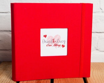 Personalised Love Heart Photo Album - Holds 200 6x4 inch Photos, Great Gift Idea, Memo Space to Record Your Memories