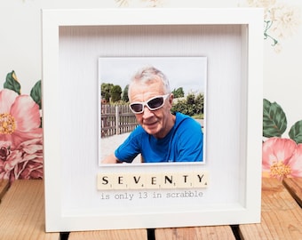 PERSONALISED 70th Birthday Scrabble Photo Frame - Great Gift Idea, Scrabble Frame, Seventieth Gift Idea