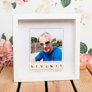 PERSONALISED 70th Birthday Scrabble Photo Frame - Great Gift Idea, Scrabble Frame, Seventieth Gift Idea