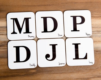 Personalised Coasters - Any Letter & Name added - Scrabble Tile Design, Customised Drinks Mats, Great Family Gift