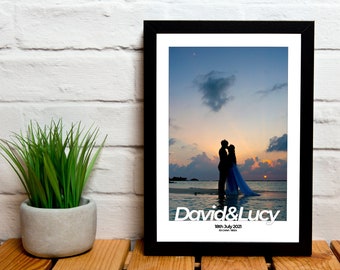 PERSONALISED Bride & Groom Photo Print, First Wedding Anniversary Gift, Paper Anniversary Gift, Gift for Newlyweds, Gift for Couple