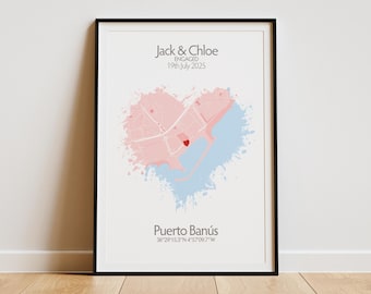 Personalised Heart Map Print – Custom Location Gift