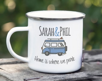 Tazza personalizzata per camper / Tazza smaltata per camper / Regalo per chi ama la vita in camper