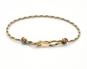 Regenbogen Armband mit Karabiner - 9 Karat Roségold, Gelbgold oder 925er Silber