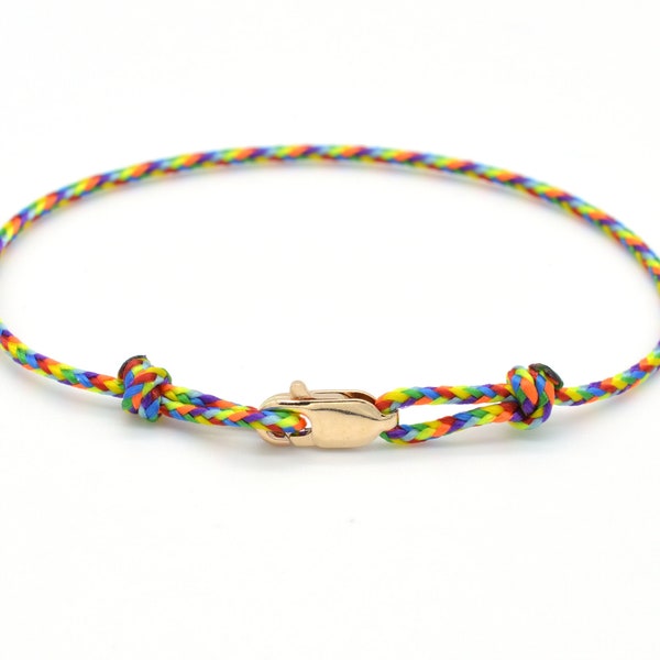 Regenbogen Armband mit Karabiner - 9 Karat Roségold, Gelbgold oder 925er Silber