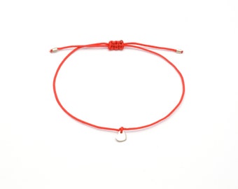 Red bracelet with tender heart of 925 sterling silver